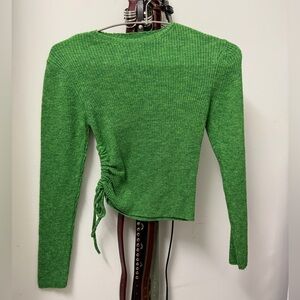zara Green Ribbed Knit Top